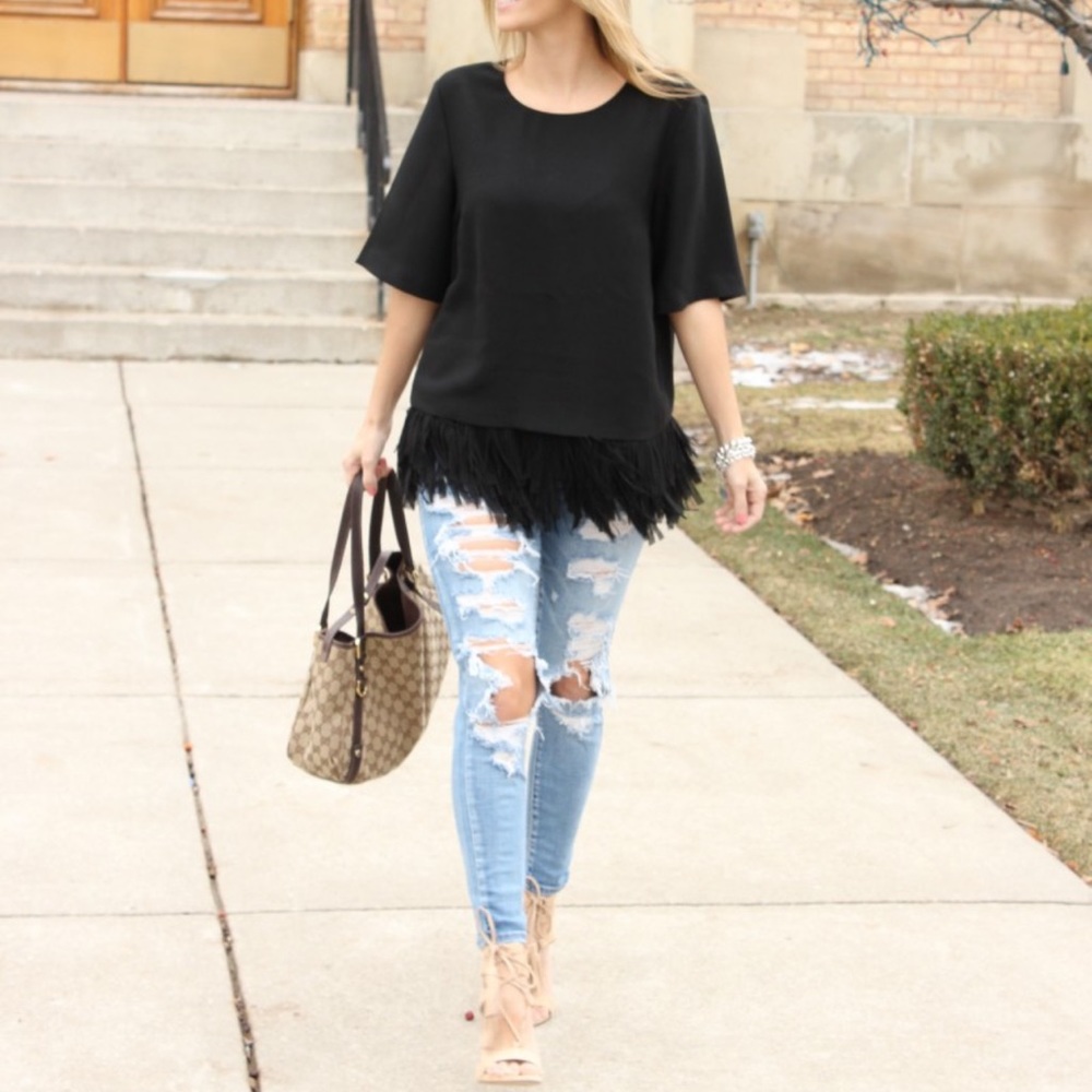 Banana Republic Black Fringe Top